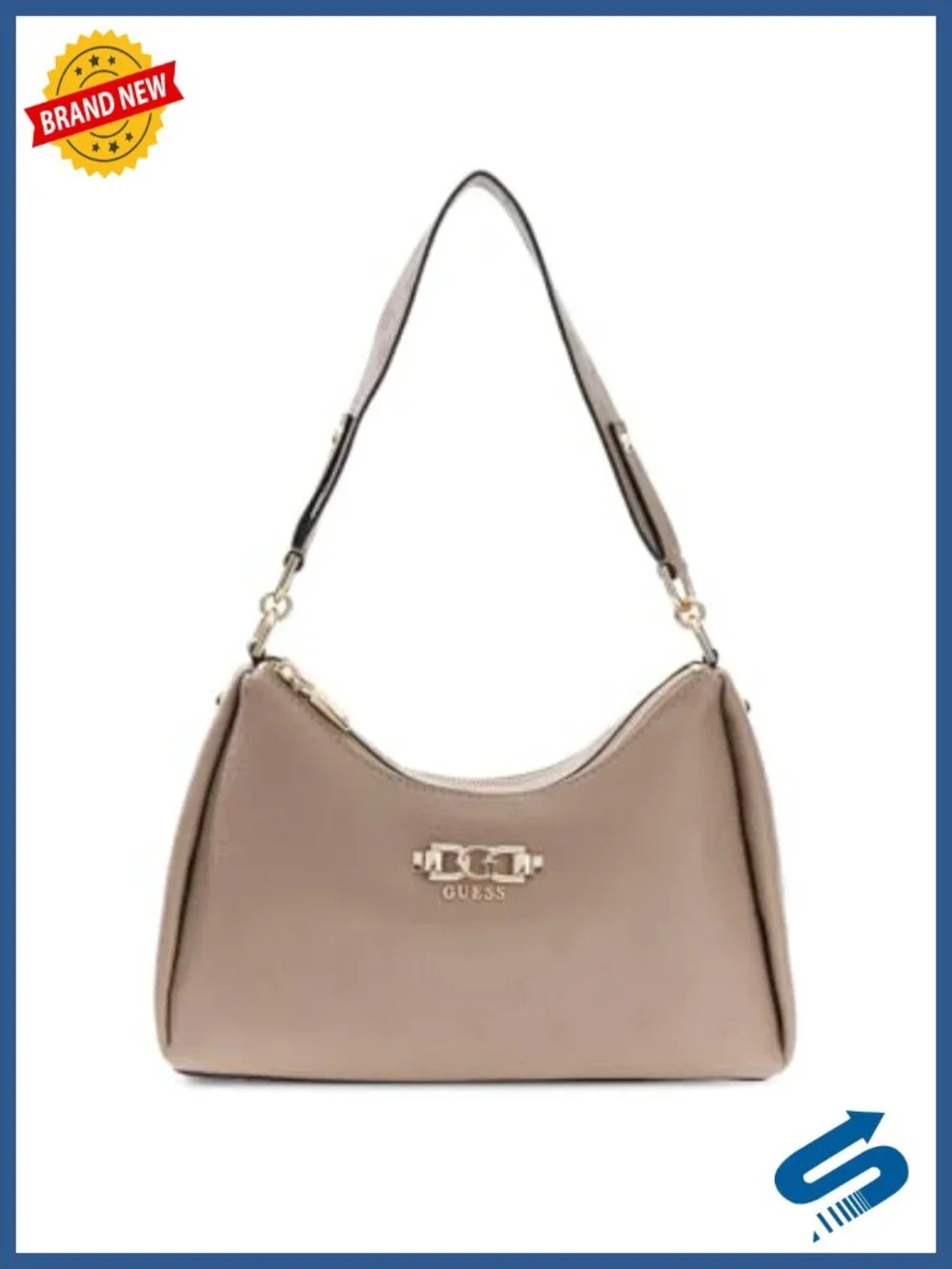 Double Zip Shoulder Bag - Satchel with Gold Hardware